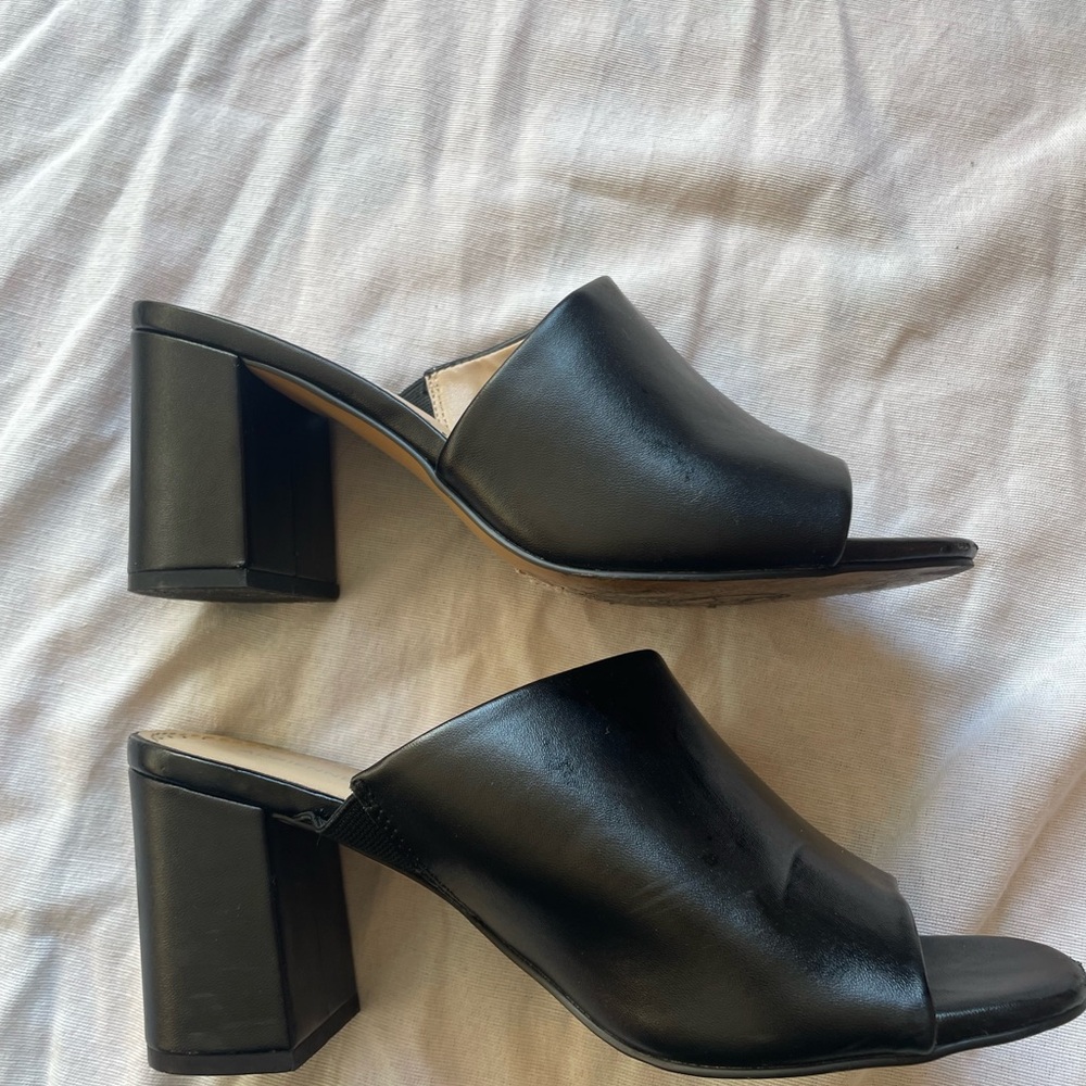 Adrienne Vittadini Black Open-Toe Mules - Picture 5 of 12